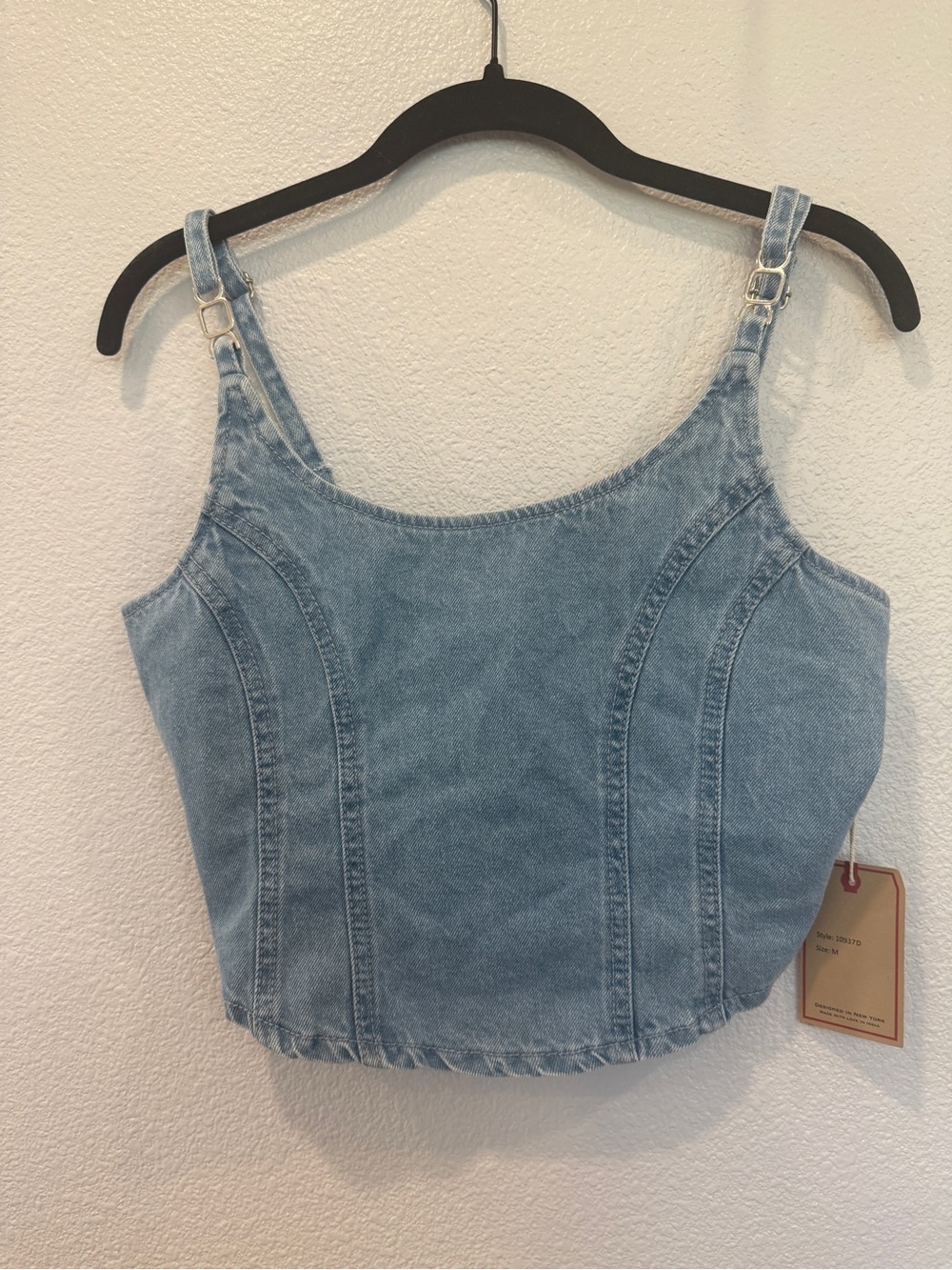 Lone Star Vintage Denim 100% Cotton Crop Corset Style Top Size M Women India